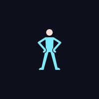 Confidence body language RGB color icon for dark theme vector