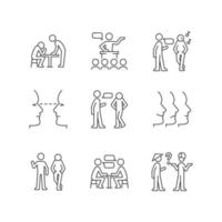 Communication process linear icons set vector