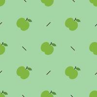 Seamless pattern with green apple on a green background vector