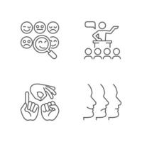 Building relationships with people linear icons set vector