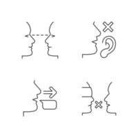 Improve everyday communication linear icons set vector
