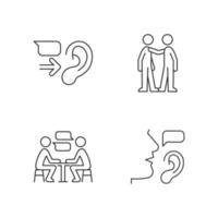 Verbal and nonverbal communication linear icons set vector