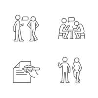 Understanding in communication linear icons set vector