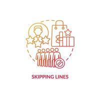 Skipping lines red gradient concept icon vector