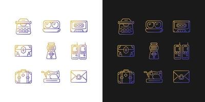 Vintage-inspired style gradient icons set for dark and light mode vector