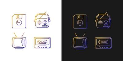 Collectible vintage stuff gradient icons set for dark and light mode vector