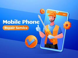 Mobile phone repair service illustration vector