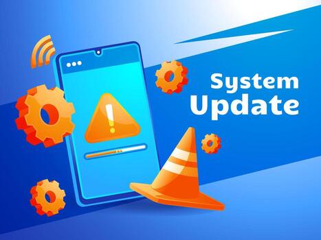 System update upgrading operation system mobile phone vector