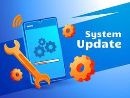 System update upgrading operation system mobile phone vector