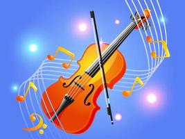 violin with Elegant musical notes music vector