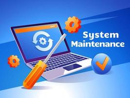 Website maintenance update internet software development webpages with laptop vector