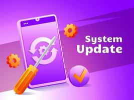 System update upgrading operation system mobile phone with screwdriver symbol vector