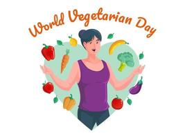 world vegetarian day with healthy women vector