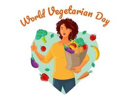 world vegetarian day with healthy women vector