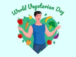 día mundial del vegetariano saludable vector
