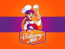 logotipo de panadería con mascota chef vector