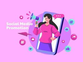 influencer and promote social media with megaphone