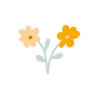 Hand drawn stylized two vector flowers