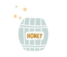 Cartoon honey barrel icon of beekeeping and apiculture food vector