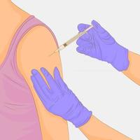 Nurse vaccinating patients using a syringe vector