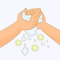 Washing hands with soap palm to palm vector