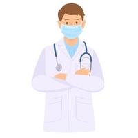 Doctors characters in white coat isolated vector