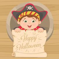 niño disfrazado de pirata para halloween vector