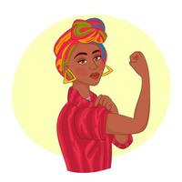 Charming and empowered girl showing muscles vector