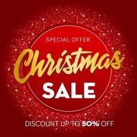 Red and gold background christmas sales discount advertisement vector