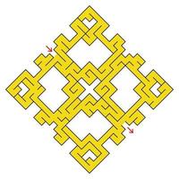 Colorful fantastic labyrinth in the form of a diamond with an entrance and an exit. Simple flat vector illustration isolated on white background.