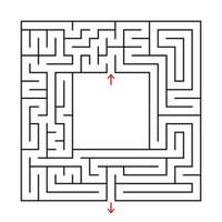 A square labyrinth. Find the way out from the center. Simple flat vector illustration isolated on white background. With a place for your image