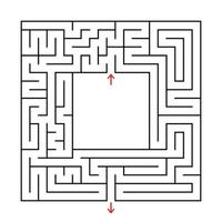 A square labyrinth. Find the way out from the center. Simple flat vector illustration isolated on white background. With a place for your image