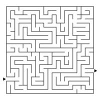 Abstract complex square isolated labyrinth. Black color on a white background. An interesting game for children and adults. Simple flat vector illustration.