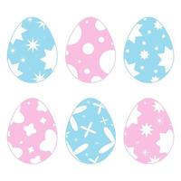 Set of colored isolated Easter eggs on a white background. With an abstract pattern. Simple flat vector illustration. Suitable for decoration of postcards, advertising, magazines, websites.