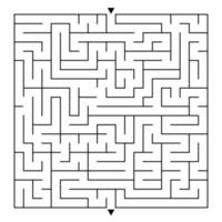 Abstract complex square isolated labyrinth. Black color on a white background. An interesting game for children and adults. Simple flat vector illustration.