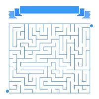 Abstract simple rectangular isolated labyrinth. Blue color on a white background. An interesting game for children. With space for text. Simple flat vector illustration.