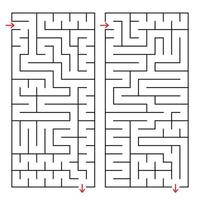 Abstract rectangular isolated labyrinth. Black color on a white background. An interesting and useful game for children and adults. Simple flat vector illustration. Two options.