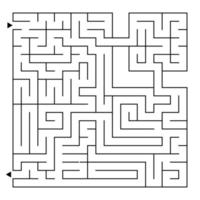 Abstract square isolated labyrinth. Black color on a white background. An interesting game for children and adults. Simple flat vector illustration.