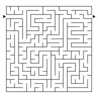 Abstract complex square isolated labyrinth. Black color on a white background. An interesting game for children and adults. Simple flat vector illustration.