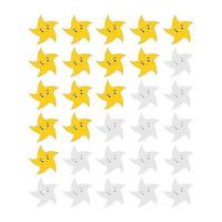 Five stars rating icon. Evaluation of the hotel, service, product, quality. Level results or lifes in the game for web applications. Element of the interface. Simple flat isolated vector illustration.