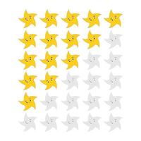 Five stars rating icon. Evaluation of the hotel, service, product, quality. Level results or lifes in the game for web applications. Element of the interface. Simple flat isolated vector illustration.