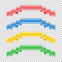 Set of colored ribbon banners. With space for text. A simple flat vector illustration isolated on a transparent background. Suitable for infographics, design, advertising, holidays, labels.