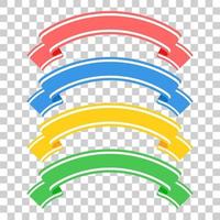 Set of colored ribbon banners. With space for text. A simple flat vector illustration isolated on a transparent background. Suitable for infographics, design, advertising, holidays, labels.