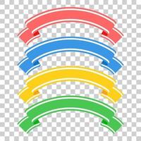 Set of colored ribbon banners. With space for text. A simple flat vector illustration isolated on a transparent background. Suitable for infographics, design, advertising, holidays, labels.