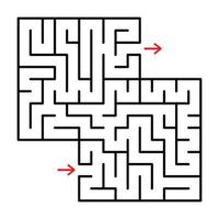 Abstract square isolated labyrinth. Black color on a white background. A useful game for young children. Simple flat vector illustration. With a place for your drawings