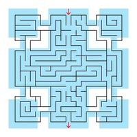 Colorful square fantastic labyrinth with an input and an exit. Simple flat vector illustration isolated on white background.