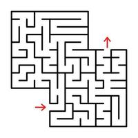 Abstract square isolated labyrinth. Black color on a white background. A useful game for young children. Simple flat vector illustration. With a place for your drawings