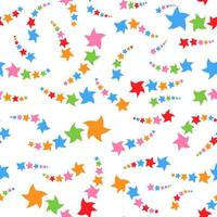 Colorful seamless pattern of cute stars on a white background. Simple flat vector illustration. For the design of paper wallpaper, fabric, wrapping paper, covers, web sites.