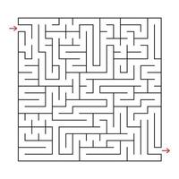 Abstract square labyrinth with a black stroke. An interesting game for children and adults. Simple flat vector illustration isolated on white background.