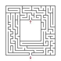 A square labyrinth. Find the way out from the center. Simple flat vector illustration isolated on white background. With a place for your image